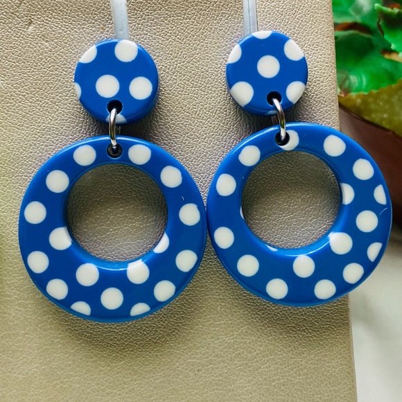 Lot of 2White green & White blue Polka dots earrings | - Picture 3 of 3